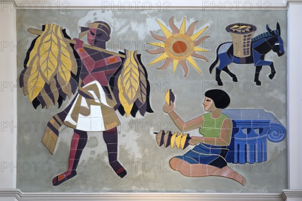 Wall mosaic, 1950s in the reception hall, detail of the advertising space for Martin Brinkmann AG,
