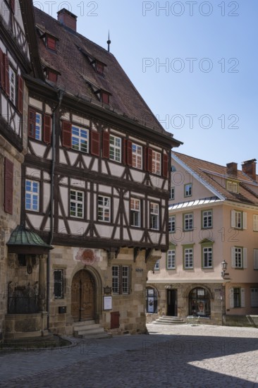 Historic half-timbered houses surround Georg Christian von Kessler Platz, Kessler sparkling wine