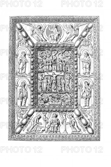 Book cover of a Bible in the treasury of the collegiate church of Essen, North Rhine-Westphalia,