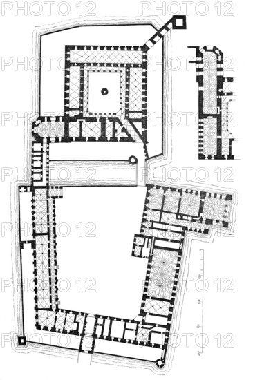Floor plan of Marienburg Castle, Malbork. Poland, Historical, digitally enhanced reproduction of a