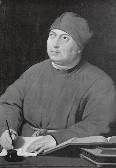 Portrait of Tommaso Inghirami, (1470 to 1516), humanist, after an oil painting by Raphael,
