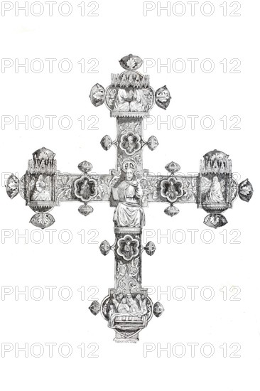 Religious cult objects, Gothic cross (Hildesheim Abbey ?), Germany, Historical, digitally enhanced