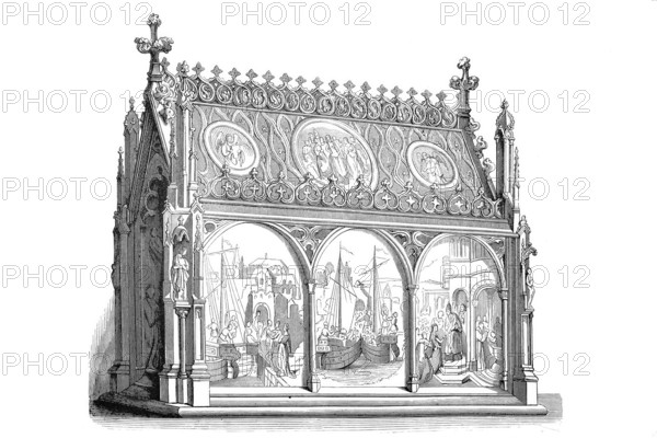 The legend of St Ursula on the panels of the Ursula shrine, painted by Hans Memling in 1489, in the