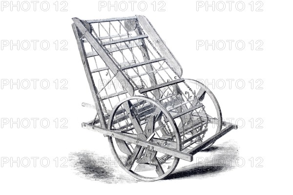 Agriculture, hay loader, after J. W. Foust, historical, digitally enhanced reproduction of a model