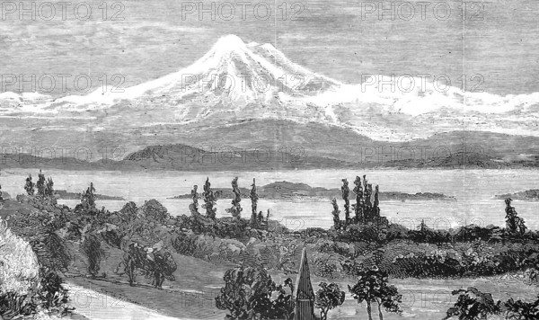 Mount Baker and San Juan Island, View from Government House in Victoria, British Columbia, America,