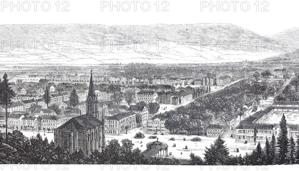 View of Pyrmont, today Bad Pyrmont, Lower Saxony, Germany, Historical, digitally enhanced