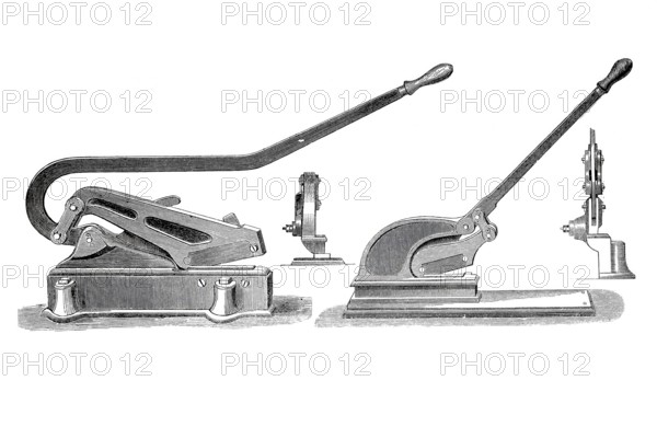 Metal scissors after patent by F. Hoffmann, historical, digitally improved reproduction of a model