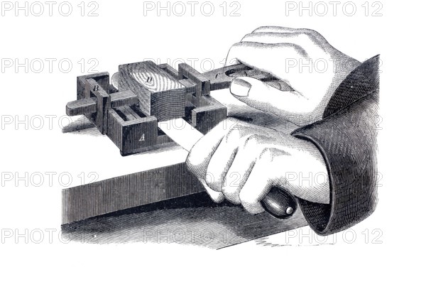 Apparatus for knife cleaning, knife sharpening, historical, digitally enhanced reproduction of a