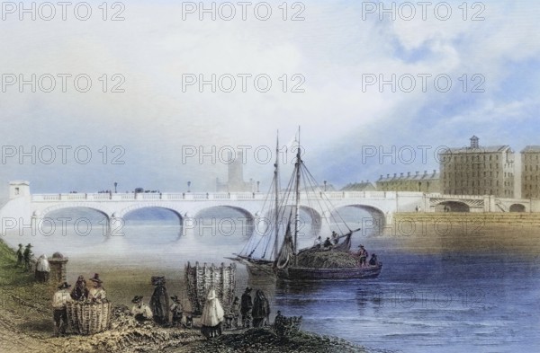 Wellesley Bridge, Limerick, Ireland, from the Landscape and Antiquities of Ireland, 1841, digital