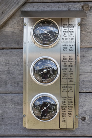 Weather station with hygrometer, barometer and thermometer, Black Forest, Baden-Württemberg,