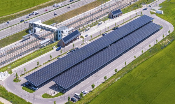 Largest charging park in the world at Merklingen Swabian Alb railway station. 259 covered stations