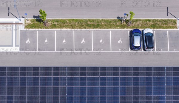 Disabled parking spaces at the world's largest loading car park at Merklingen Swabian Alb station.