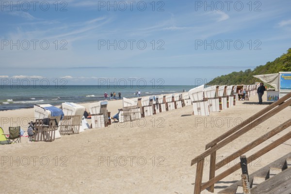 Natural sandy beach, staircase, Baltic resort Rerik, Baltic Sea, Rostock district,