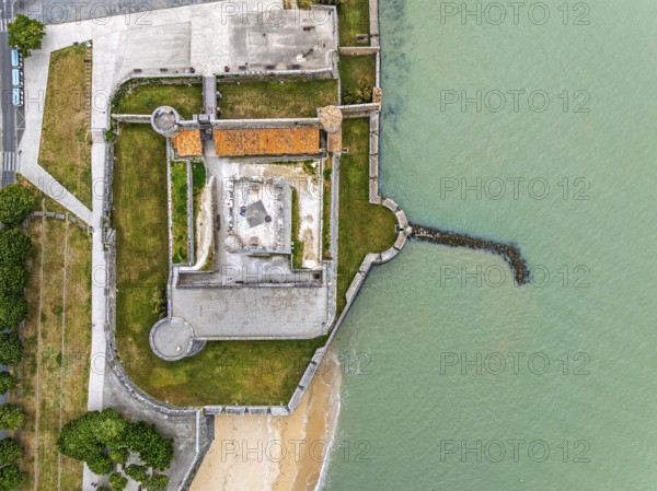 Top Down view over castle Fouras from a drone, Fouras-les-Bains, Charente-Maritime,