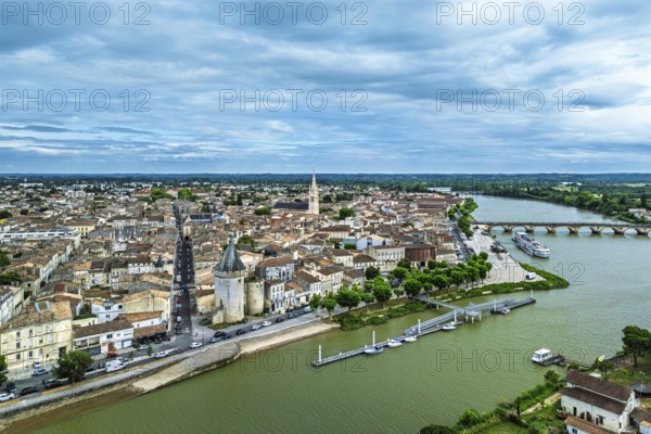 Libourne from a drone, Gironde, Nouvelle-Aquitaine, Saint-Emilion and Pomerol, Southwestern France