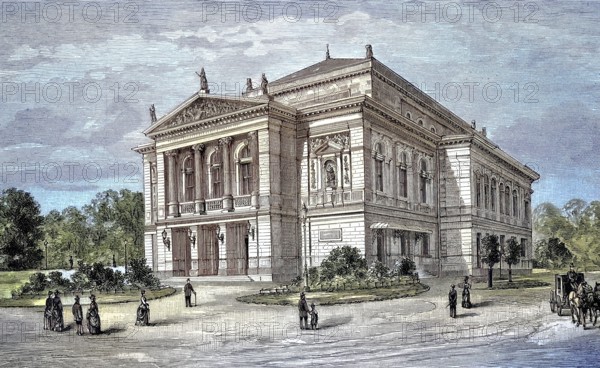 The new Gewandhaus in Leipzig, Concert Hall Germany, Illustration, published 1890, Reproduction,