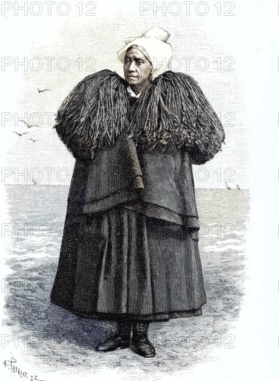 French folklore, Mourning for a fisherwoman from the Sables-d'Olonne area, Illustration, published