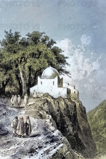 The Zaouia near Mazouna, the cradle of the Order of the Senussi in Algeria, Illustration, published