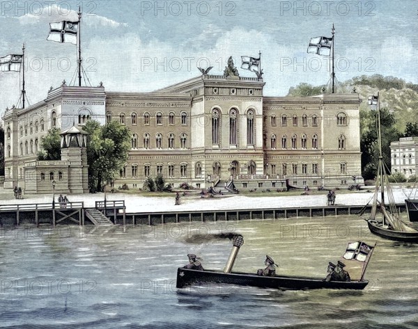 The Naval Academy in Kiel, Germany, illustration, published 1890, reproduction, digitally enhanced,