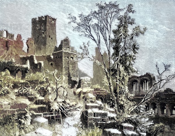 Ribeauville, Rappoltsweiler, Rappschwihr, a village in Alsace, France, with the Chateau de