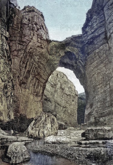 The rock bridge of Constantine in Algeria in the 19th century, Illustration from 1894,