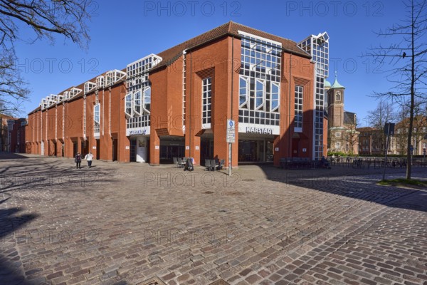 Karstadt Galeria Kaufhof, department stores', modern architecture, brick building, pedestrian zone,