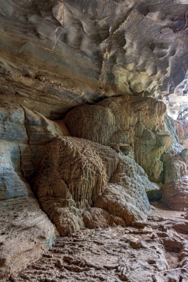 Interior of a famous cave with its rocky formations in the Lapinha da Serra region in the state of