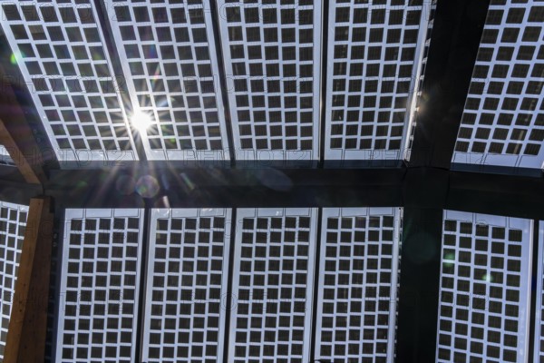 Transparent solar roof of the electric charging station on the site of the former Lohberg colliery