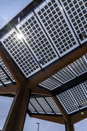 Transparent solar roof of the electric charging station on the site of the former Lohberg colliery