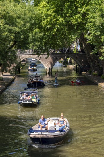 The old town centre of Utrecht, Oudegracht, around 2 km long with many old houses, shops,