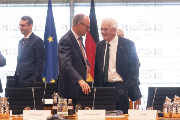 Friedrich Merz (CDU, Federal Chancellor) and Winfried Kretschmann (Bündnis90/Die Grünen, Minister