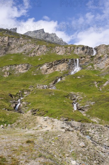 Waterfall in the Mountains at Hochalpenstraße, Pinzgau, Salzburg, Austria