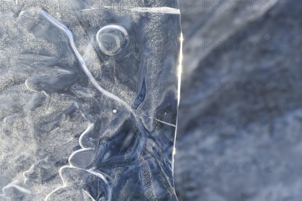 The mask... Ice sculptures (winter flood Lower Rhine 2020, 2021), art in nature, ice plate formed