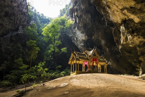 Temple in a stalactite cave, Phraya Nakhon Cave, Khao Sam Roi Yot National Park, Hua Hin, Prachuap