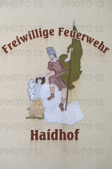 Painting of St Florian on the house of the volunteer fire brigade, Bavaria, Germany