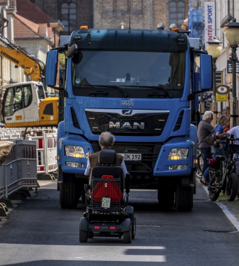 Roadworks in Brandenburger Straße, shopping street in Potsdam, Brandenburg, Germany