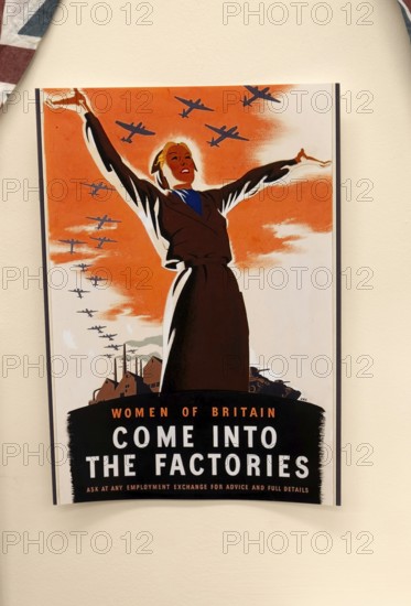 Exhibition of 1940s government public information wartime propaganda posters, Wiltshire, England,