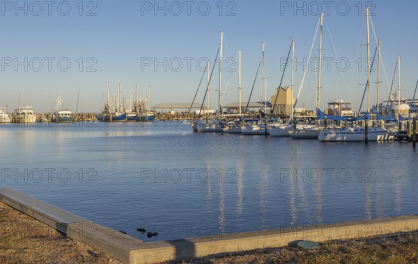 Sailboats and commercial shrimp boats in the harbor at Pass Christian, Mississippi