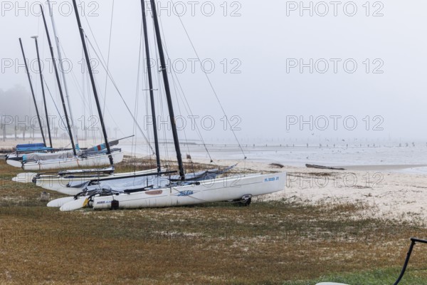 Hobie Cat catamarans at the Ocean Springs Yacht Club on the Biloxi Bay in Ocean Springs,