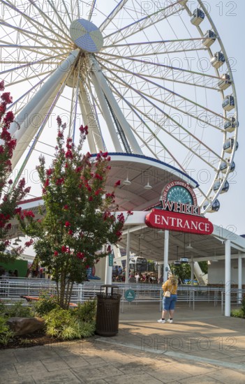 The Great Smoky Mountain Wheel ride attraction at The Island recreation center in Pigeon Forge,