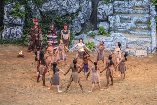 Outdoor drama Unto These Hills recounts the history of the Cherokee in North Carolina up to their