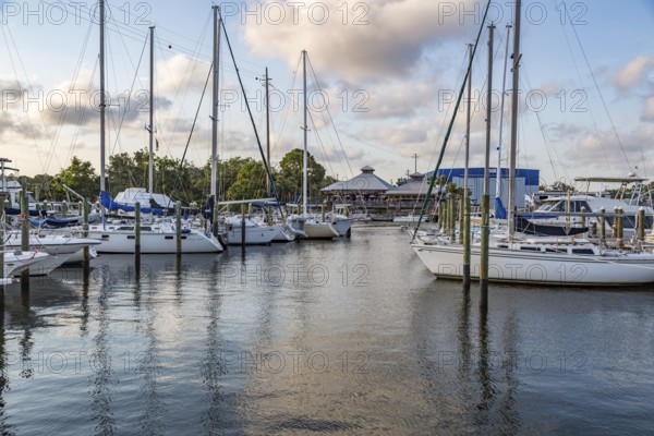 Oar House restaurant across Bayou Chico from the Yacht Harbor Marina off Pensacola Bay in downtown