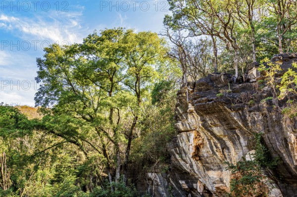 Rock formation in the middle of the rainforest in the state of Minas Gerais in Brazil, Minas