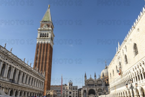 Scenic view of piazza san marco with its famous landmarks, including st. Mark's campanile and