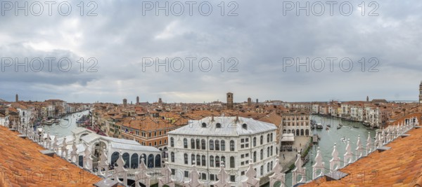 Stunning panoramic cityscape of venice, italy, showcasing the grand canal, traditional terracotta
