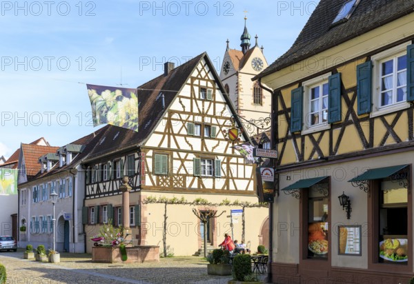 Historic buildings and fountains on Dielenmarktstraße, in the background the tower of St Peter's