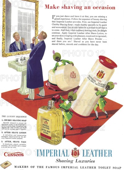 Cussons Imperial Leather shaving soap after shave lotion talcum powder advert advertising in