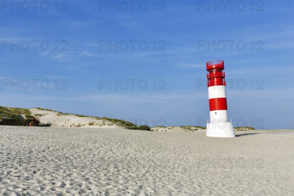 Lighthouse Helgoland dune on the south beach, red and white, Helgoland dune, island Helgoland,