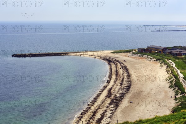 View from above, from Oberland to Weststrand with youth hostel, youth guest house, Heligoland