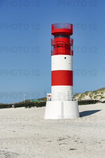 Red and white lighthouse Helgoland dune on the south beach, Helgoland dune, Helgoland island, North